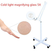 Lente d'ingrandimento da tavolo pieghevole da tavolo con braccio oscillante 5X con lampada per tatuaggi facciali, sopracciglia, salone di bellezza, luce bianca fredda