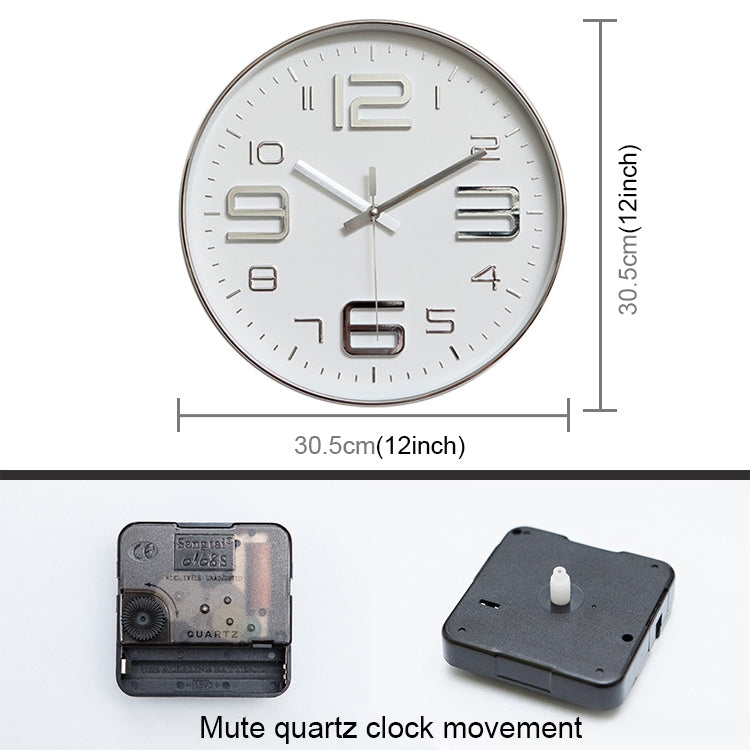 Orologio da parete al quarzo moderno semplice decorativo creativo da 12 pollici di forma rotonda