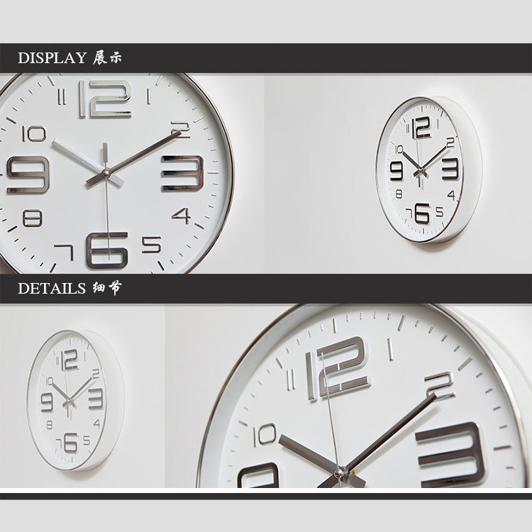 Orologio da parete al quarzo moderno semplice decorativo creativo da 12 pollici di forma rotonda