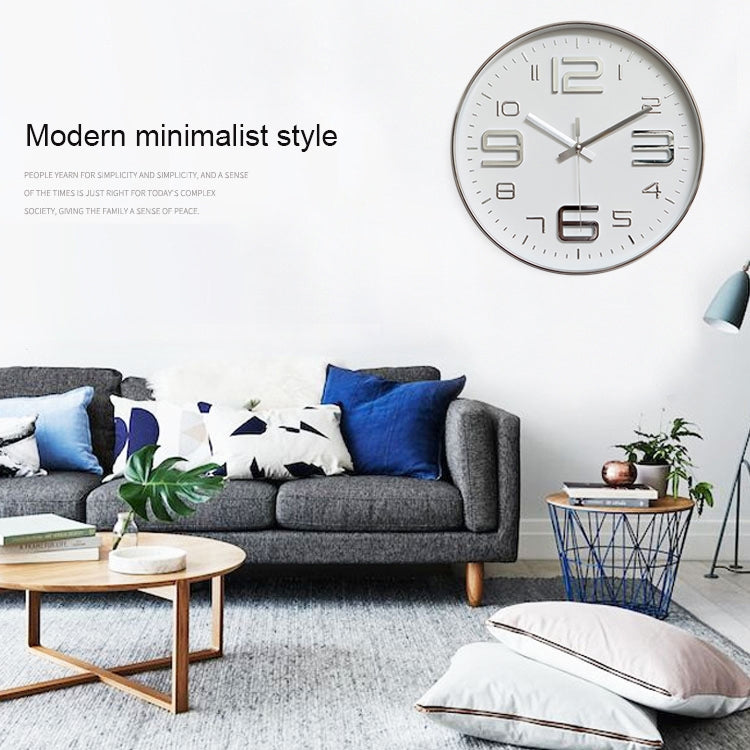 Orologio da parete al quarzo moderno semplice decorativo creativo da 12 pollici di forma rotonda