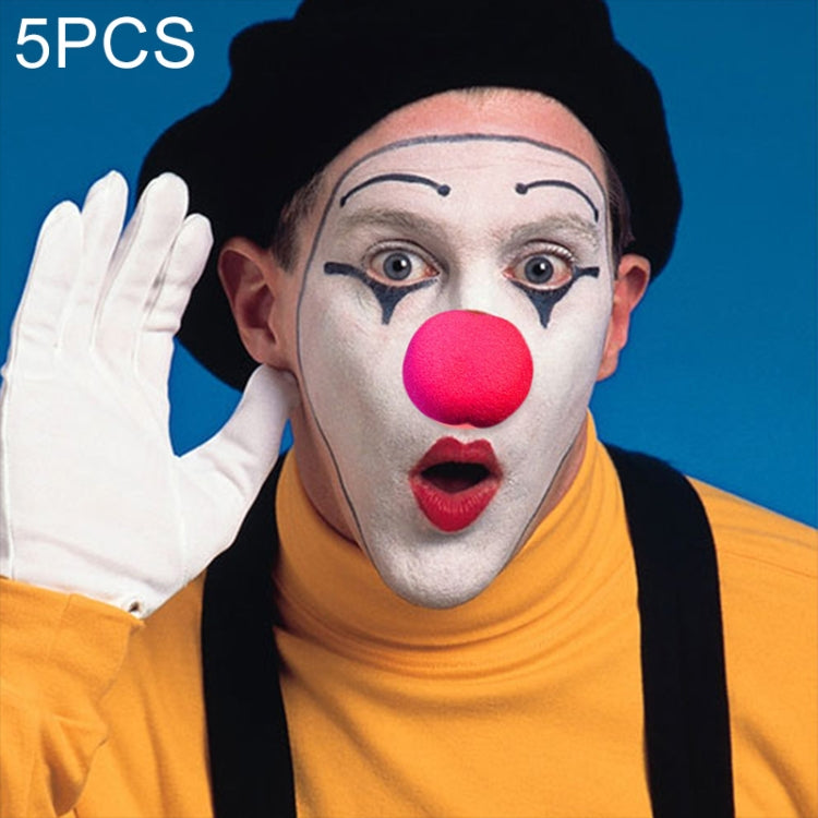 5 pezzi di oggetti di scena per feste in costume di Halloween, nasi da clown rossi in spugna, Noses