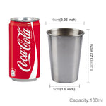 Bicchiere da vino breve in acciaio inossidabile elettrolucidato a parete singola da 180 ml (argento), 180ml