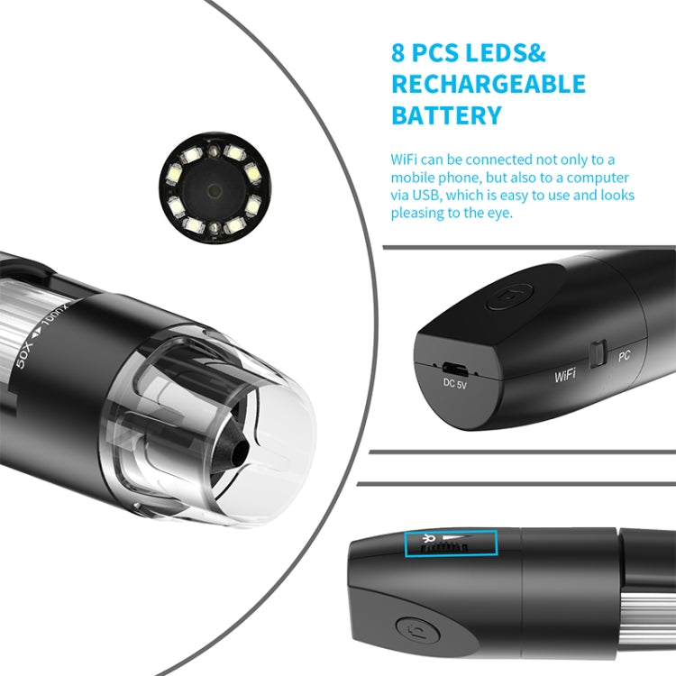 316 Microscopio digitale USB Smart Wifi regolabile 50-1000X