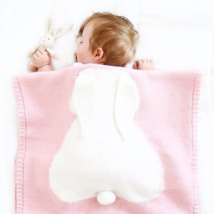 Coperta lavorata a maglia per bambini con orecchie coniglio