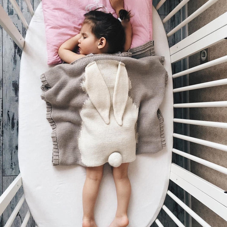 Coperta lavorata a maglia per bambini con orecchie coniglio