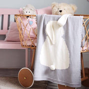 Coperta lavorata a maglia per bambini con orecchie stereoscopiche con motivo di coniglio, Rabbit Pattern