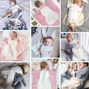 Coperta lavorata a maglia per bambini con orecchie coniglio