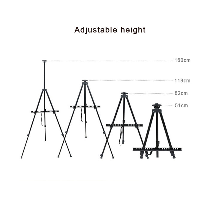 Treppiede portatile telescopico in metallo per display di pittura e pubblicità, Metal Easel Tripod