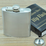 Fiaschetta portatile in acciaio inossidabile selvaggio per sport all'aria aperta, pratica, da viaggio, da 196 ml (con imbuto piccolo) (Argento 196 ml (7oz)), 196mL (7oz)