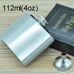 Fiaschetta portatile in acciaio inossidabile selvaggio da viaggio a casa, per sport all'aria aperta, da 112 ml (4 oz), con imbuto piccolo (Argento 112 ml (4 oz)), 112mL (4oz)