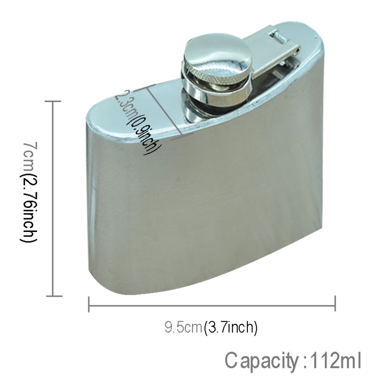 Fiaschetta portatile in acciaio inossidabile selvaggio da viaggio a casa, per sport all'aria aperta, da 112 ml (4 oz), con imbuto piccolo (Argento 112 ml (4 oz)), 112mL (4oz)