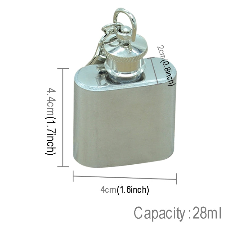 Simpatica mini brocca da vino portatile da 28 ml, pratica fiaschetta in acciaio inossidabile con portachiavi (argento), 28mL(1oz)