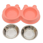 Ciotole 2 in 1 in acciaio inossidabile, ciotole staccabili per animali domestici a forma di cartone animato antiscivolo, consegna colore casuale, 2 in 1 Cartoon Shape Pets Bowls