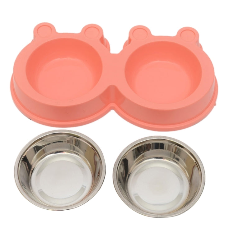 Ciotole 2 in 1 in acciaio inossidabile, ciotole staccabili per animali domestici a forma di cartone animato antiscivolo, consegna colore casuale, 2 in 1 Cartoon Shape Pets Bowls