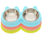 Ciotole 2 in 1 in acciaio inossidabile, ciotole staccabili per animali domestici a forma di cartone animato antiscivolo, consegna colore casuale, 2 in 1 Cartoon Shape Pets Bowls