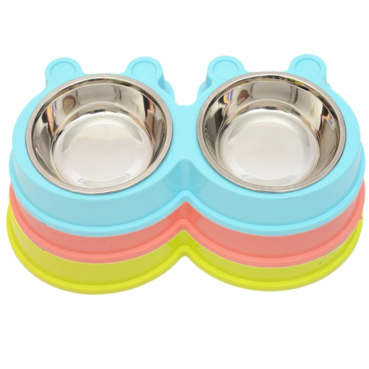 Ciotole 2 in 1 in acciaio inossidabile, ciotole staccabili per animali domestici a forma di cartone animato antiscivolo, consegna colore casuale, 2 in 1 Cartoon Shape Pets Bowls