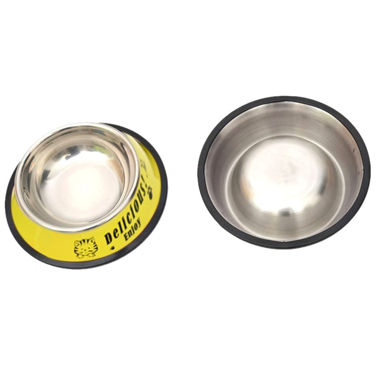 Ciotole in acciaio inossidabile, Ciotole per animali domestici stampate con vernice colorata antiscivolo, Diametro ciotola: 13 cm, Diametro fondo ciotola: 17,7 cm, Diameter: 13 cm