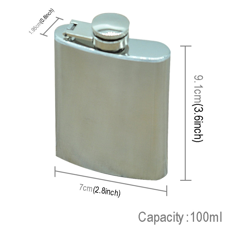 Flacone tascabile da 100 ml per sport all'aria aperta, piatto, per liquore, campeggio, ultraleggero, portatile, antiusura, per vino (argento), 100ml(3.5oz)