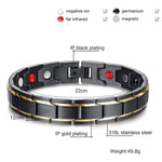 Gioielli da uomo in stile europeo e americano in acciaio inossidabile + braccialetto magnetico per la salute placcato in oro, dimensioni: 12 mm * 22 cm (nero + oro), Size: 12mm*22cm (Black+Gold)