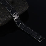 Gioielli da uomo in stile europeo e americano in acciaio inossidabile + braccialetto magnetico per la salute placcato nero, dimensioni: 12 mm * 22 cm (nero), Size: 12mm*22cm (Black)