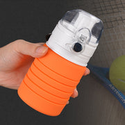 Borraccia sportiva con tazza telescopica pieghevole in silicone da viaggio da 500 ml