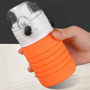 Borraccia sportiva con tazza telescopica pieghevole in silicone da viaggio da 500 ml