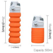 Borraccia sportiva con tazza telescopica pieghevole in silicone da viaggio da 500 ml