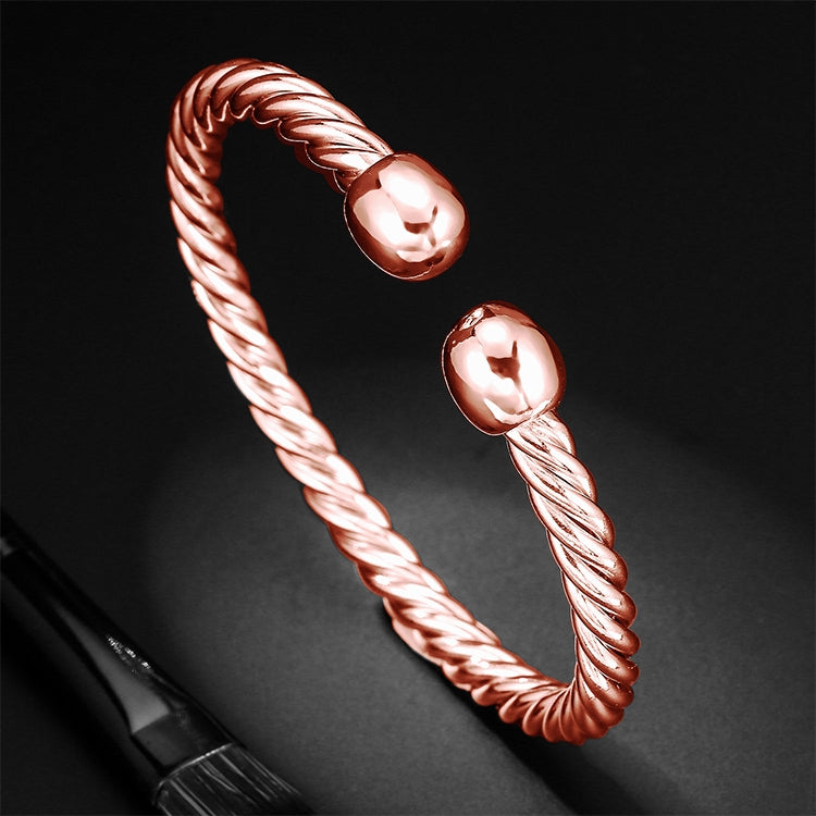 Bracciale aperto per la salute magnetica dell'aglio in oro rosa con placcatura in ottone femminile stile europeo e americano, dimensioni: 8 mm * 17 cm, Size: 8mm*17cm(Rose Gold)