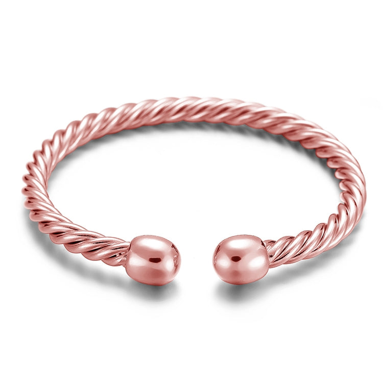 Bracciale aperto per la salute magnetica dell'aglio in oro rosa con placcatura in ottone femminile stile europeo e americano, dimensioni: 8 mm * 17 cm, Size: 8mm*17cm(Rose Gold)