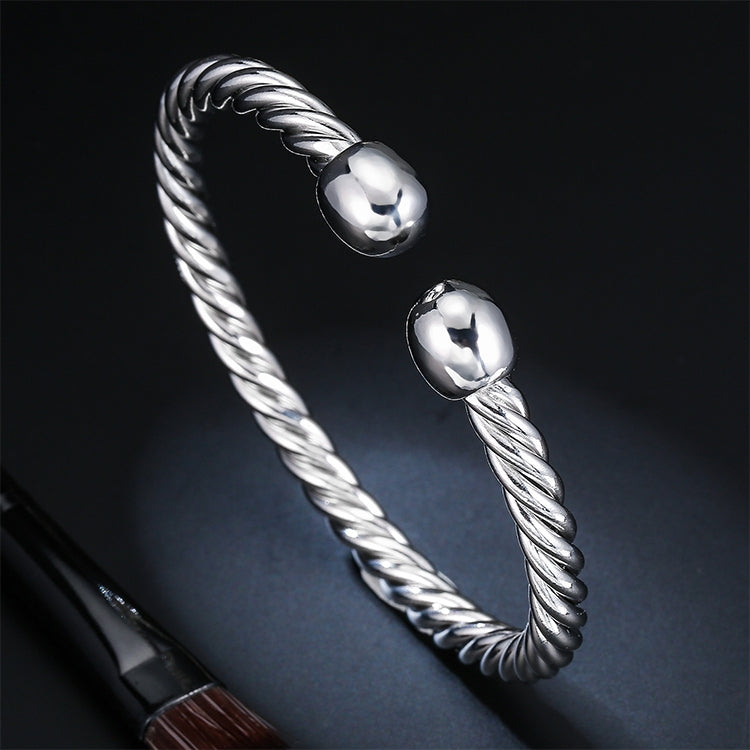 Bracciale aperto per la salute magnetica dell'aglio d'argento dei gioielli placcati in ottone femminile di stile europeo e americano, dimensioni: 8 mm * 17 cm, Size: 8mm*17cm(Silver)