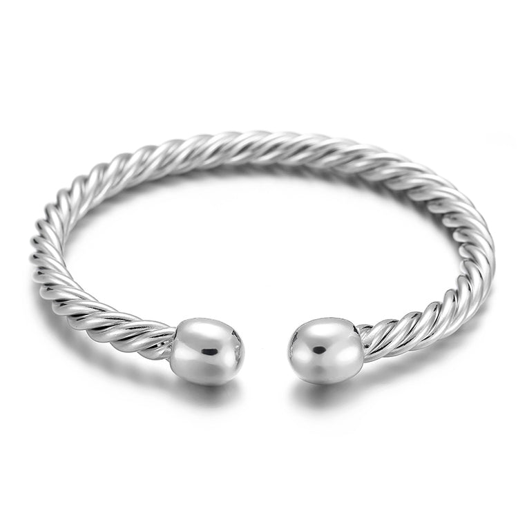 Bracciale aperto per la salute magnetica dell'aglio d'argento dei gioielli placcati in ottone femminile di stile europeo e americano, dimensioni: 8 mm * 17 cm, Size: 8mm*17cm(Silver)