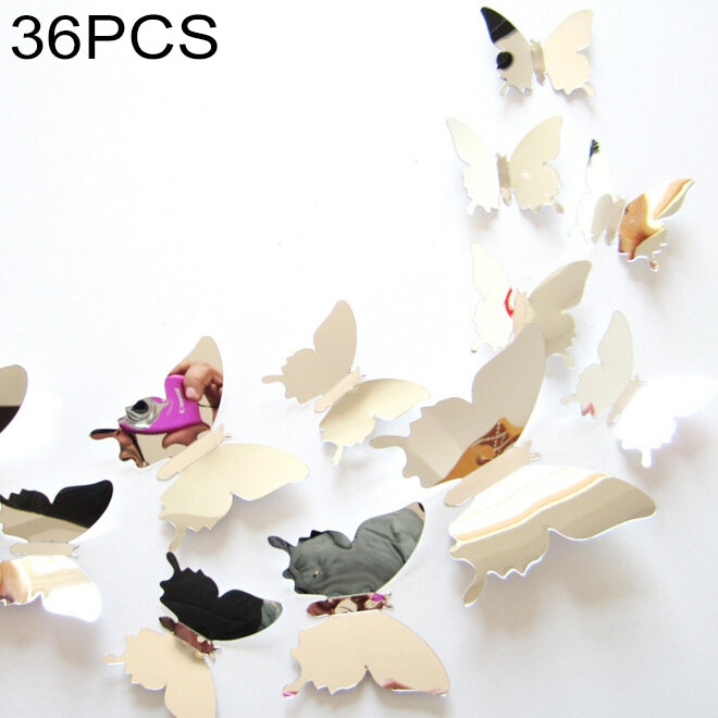 36 pezzi di decorazione per la casa Originalità PC 3D superficie a specchio farfalla adesivo da parete, Butterfly Wall Paste 2