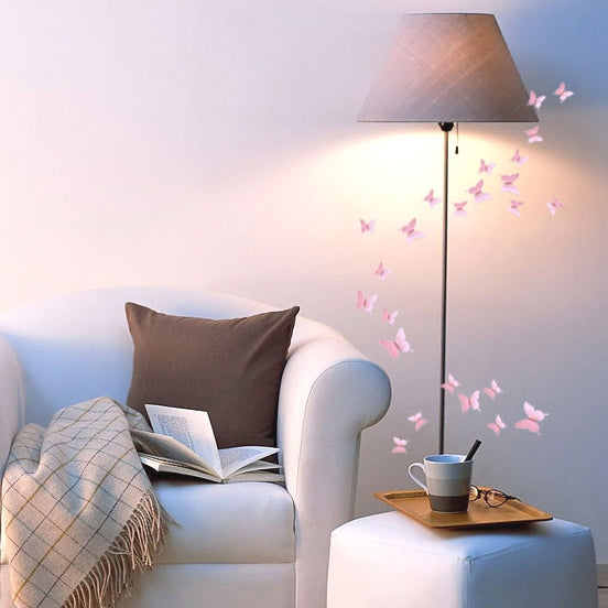 36 Farfalle adesive 3D a specchio per decorare pareti