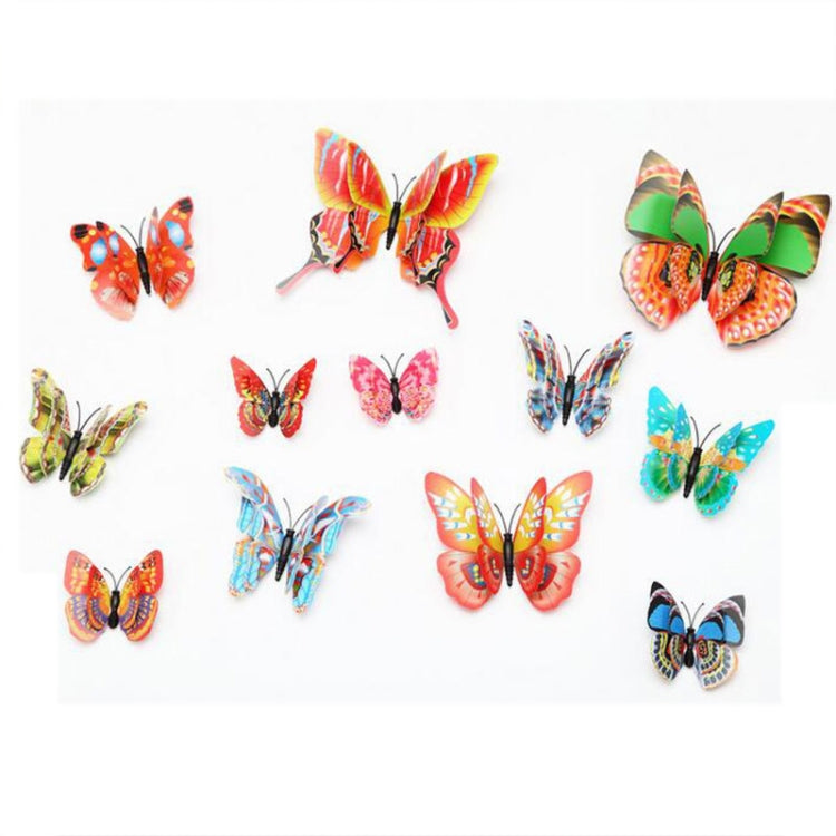 12 pezzi/set Decorazione domestica Originalità Colla da muro a farfalla 3D in PVC a due piani, Butterfly Wall Paste 5