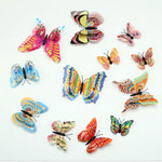 12 pezzi/set Decorazione domestica Originalità Colla da muro a farfalla 3D in PVC a due piani, Butterfly Wall Paste 5