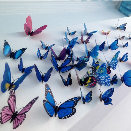 12 pezzi/set Decorazione domestica Originalità Colla da muro a farfalla 3D in PVC a due piani, Butterfly Wall Paste 5