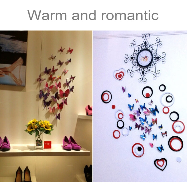 12 pezzi/set Decorazione domestica Originalità Colla da muro a farfalla 3D in PVC a due piani, Butterfly Wall Paste 5
