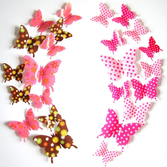 12 pezzi/set Decorazione domestica Originalità Pasta da muro in PVC 3D a forma di farfalla, Butterfly Wall Paste 4