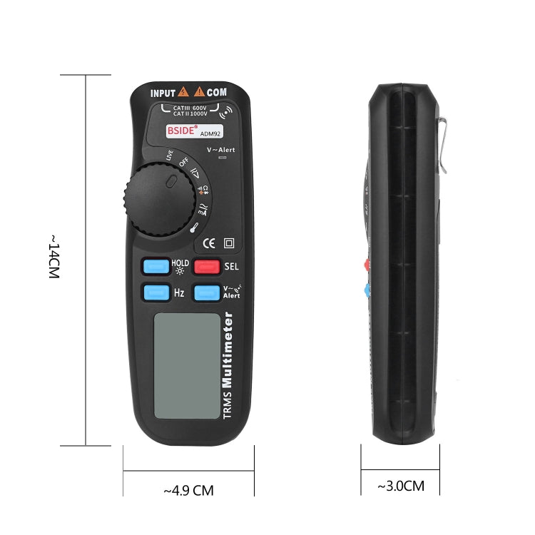 BSIDE ADM92 True RMS Handheld Digital Multimeter Auto Range 6000 Counts TRMS Tester with Live Wire Check NCV Hz ohm Diode