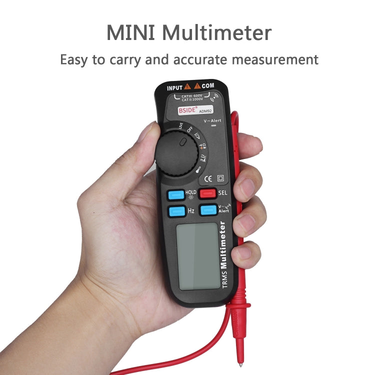 BSIDE ADM92 True RMS Handheld Digital Multimeter Auto Range 6000 Counts TRMS Tester with Live Wire Check NCV Hz ohm Diode