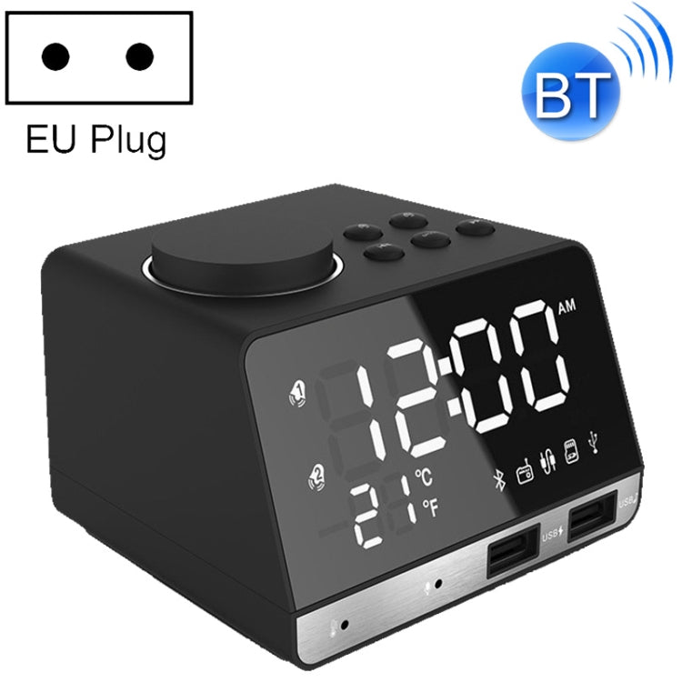 Altoparlante sveglia Bluetooth K11 Radio con display musicale digitale creativo con doppia interfaccia USB, supporto disco U / scheda TF / FM / AUX, spina UE, EU Plug(Black), EU Plug(White)