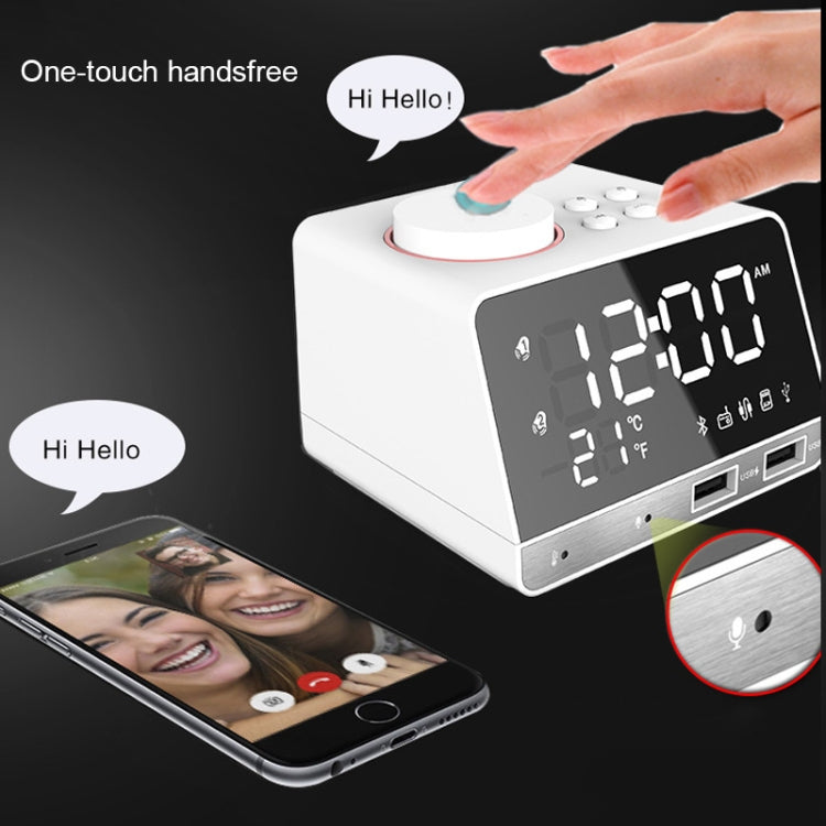 Altoparlante sveglia Bluetooth K11 Radio con display musicale digitale creativo con doppia interfaccia USB, supporto disco U / scheda TF / FM / AUX, spina UE, EU Plug(Black), EU Plug(White)