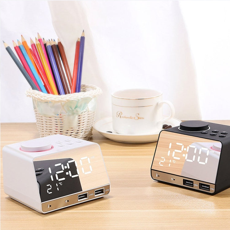 Altoparlante sveglia Bluetooth K11 Radio con display musicale digitale creativo con doppia interfaccia USB, supporto disco U / scheda TF / FM / AUX, spina UE, EU Plug(Black), EU Plug(White)