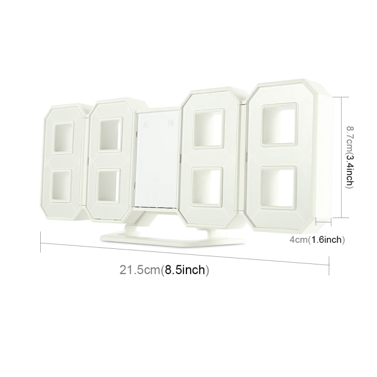 Grande sveglia digitale da parete LED 3D multifunzione con funzione snooze, display 12/24 ore per casa, cucina, ufficio, DC 5V, certificata CE, White Body Green Characters, White Body Blue Characters, White Body Red Characters, White Body White Characters
