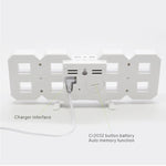 Grande sveglia digitale da parete LED 3D multifunzione con funzione snooze, display 12/24 ore per casa, cucina, ufficio, DC 5V, certificata CE, White Body Green Characters, White Body Blue Characters, White Body Red Characters, White Body White Characters