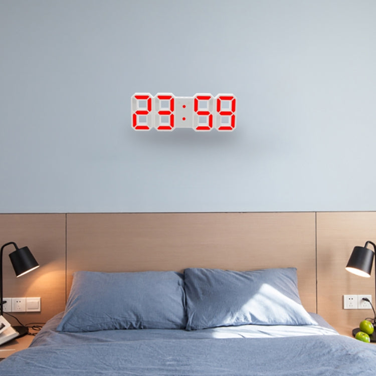 Grande sveglia digitale da parete LED 3D multifunzione con funzione snooze, display 12/24 ore per casa, cucina, ufficio, DC 5V, certificata CE, White Body Green Characters, White Body Blue Characters, White Body Red Characters, White Body White Characters