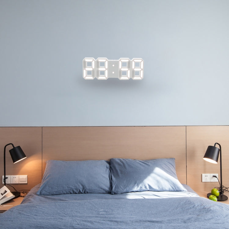 Grande sveglia digitale da parete LED 3D multifunzione con funzione snooze, display 12/24 ore per casa, cucina, ufficio, DC 5V, certificata CE, White Body Green Characters, White Body Blue Characters, White Body Red Characters, White Body White Characters