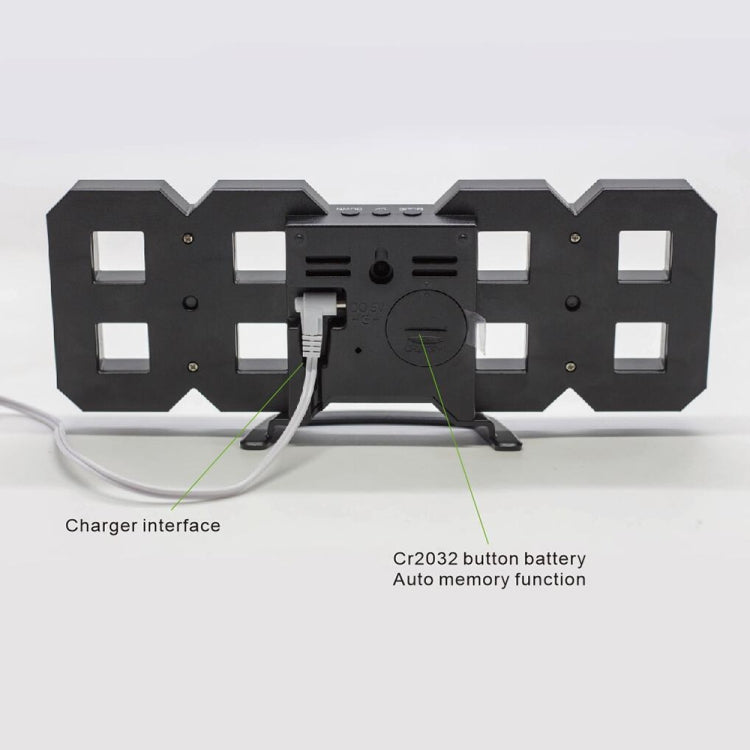 Grande sveglia digitale da parete LED 3D multifunzione con funzione snooze, display 12/24 ore per casa, cucina, ufficio, DC 5V, certificata CE, Black Body Green Characters, Black Body Blue Characters, Black Body Red Characters, Black Body White Characters