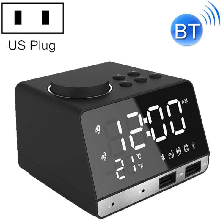 K11 Altoparlante sveglia Bluetooth Orologio musicale digitale creativo Display Radio con doppia interfaccia USB, supporto disco U / scheda TF / FM / AUX, spina americana, US Plug(Black), US Plug(White)