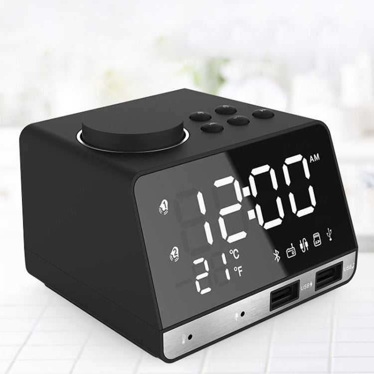 K11 Altoparlante sveglia Bluetooth Orologio musicale digitale creativo Display Radio con doppia interfaccia USB, supporto disco U / scheda TF / FM / AUX, spina americana, US Plug(Black), US Plug(White)